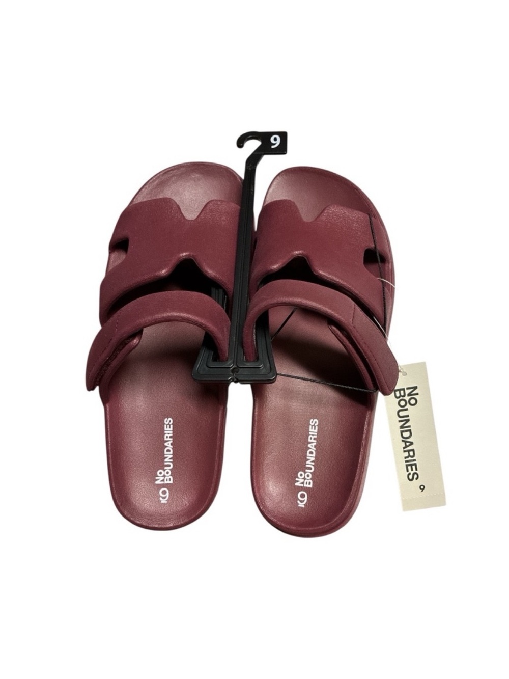 No Boundaries Wine Slide Sandals with Adjustable Straps